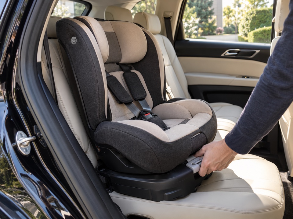 An owner prepares to detach a child seat